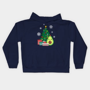 Happy Avocado Around The Christmas Tree Kids Hoodie